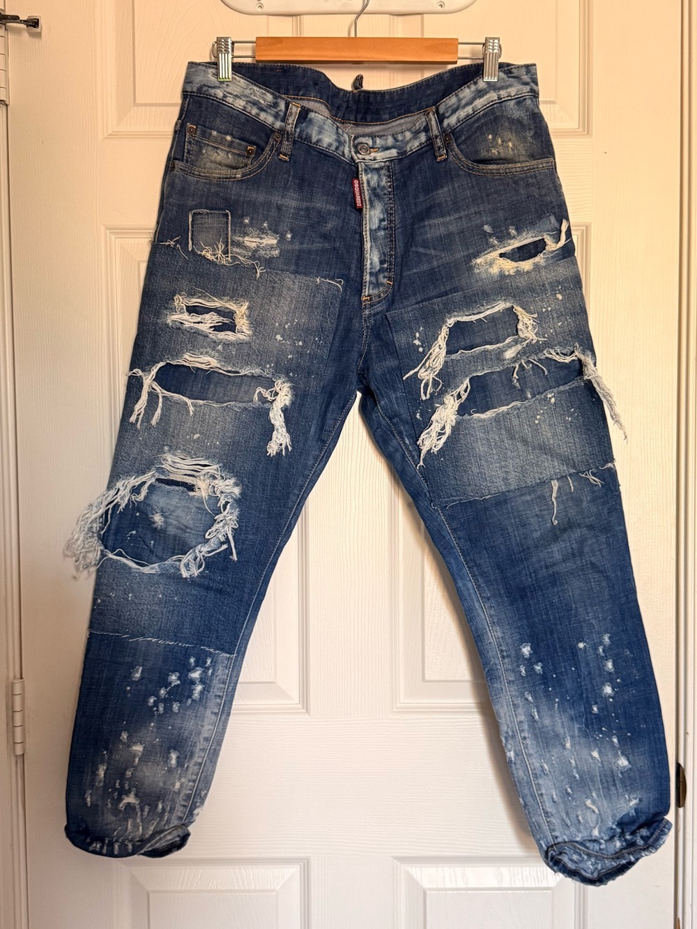 DSQUARED2 Distressed Dark Blue Relaxed Jeans